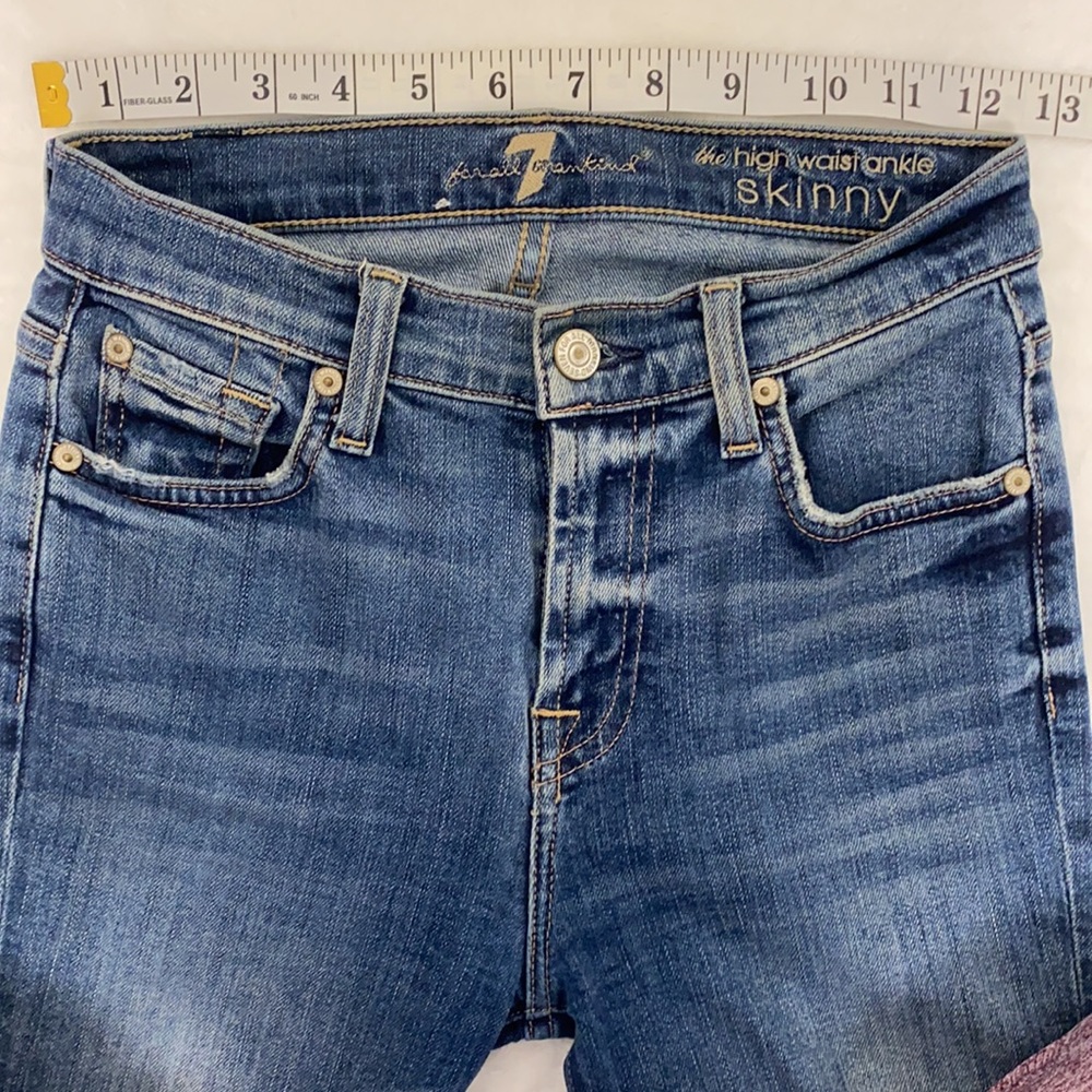 7fam High waist ankle skinny fit denim jeans sz 24 - Picture 4 of 7